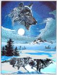 Eagle in Flight with Wolf-Gary Ampel-Art Print