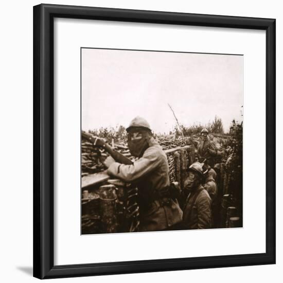 Gas alert in trenches, Champagne, northern France, 1916-Unknown-Framed Photographic Print