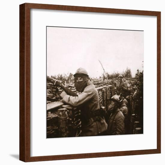 Gas alert in trenches, Champagne, northern France, 1916-Unknown-Framed Photographic Print