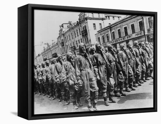 Gas Mask Drill in Kiev-null-Framed Premier Image Canvas