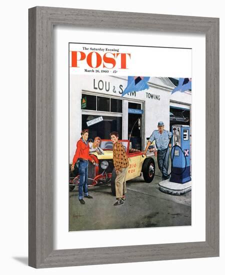 "Gas Money," Saturday Evening Post Cover, March 26, 1960-George Hughes-Framed Giclee Print
