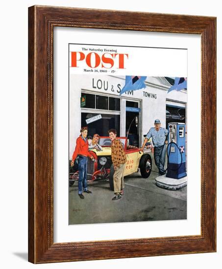 "Gas Money," Saturday Evening Post Cover, March 26, 1960-George Hughes-Framed Giclee Print