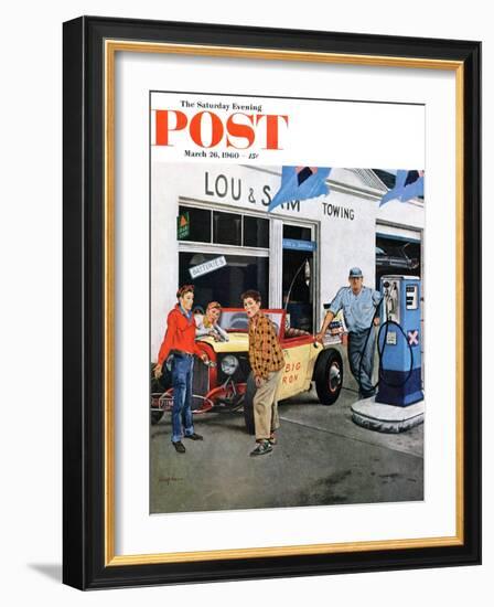"Gas Money," Saturday Evening Post Cover, March 26, 1960-George Hughes-Framed Giclee Print