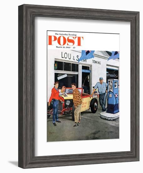 "Gas Money," Saturday Evening Post Cover, March 26, 1960-George Hughes-Framed Giclee Print