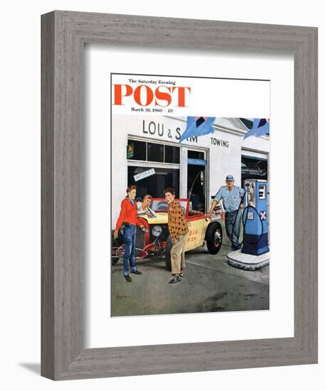 "Gas Money," Saturday Evening Post Cover, March 26, 1960-George Hughes-Framed Giclee Print