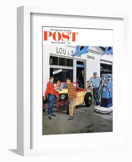 "Gas Money," Saturday Evening Post Cover, March 26, 1960-George Hughes-Framed Giclee Print