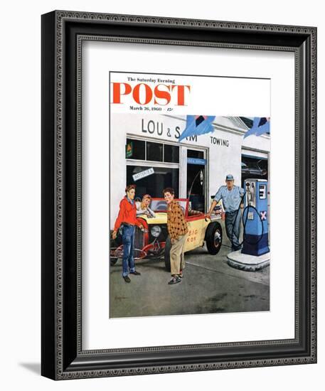 "Gas Money," Saturday Evening Post Cover, March 26, 1960-George Hughes-Framed Giclee Print