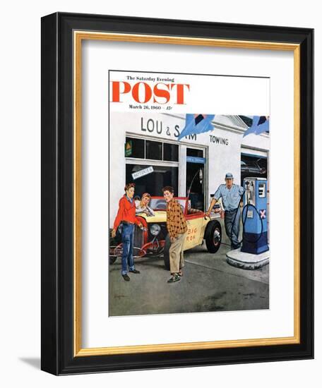 "Gas Money," Saturday Evening Post Cover, March 26, 1960-George Hughes-Framed Giclee Print