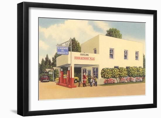 Gas Station in Christmas-null-Framed Art Print