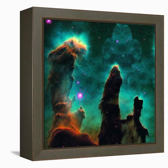 Gaseous Pillars in the Eagle Nebula-Digital Vision.-Framed Premier Image Canvas