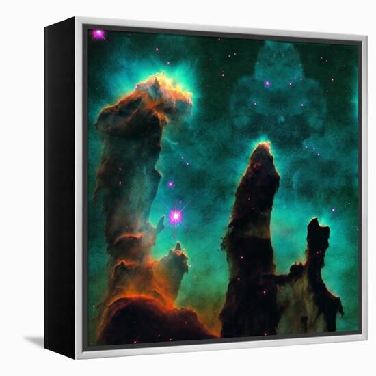 Gaseous Pillars in the Eagle Nebula-Digital Vision.-Framed Premier Image Canvas