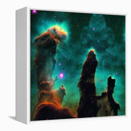 Gaseous Pillars in the Eagle Nebula-Digital Vision.-Framed Premier Image Canvas