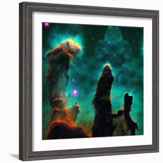 Gaseous Pillars in the Eagle Nebula-Digital Vision.-Framed Photographic Print