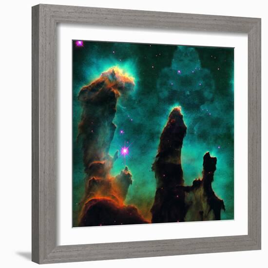 Gaseous Pillars in the Eagle Nebula-Digital Vision.-Framed Photographic Print