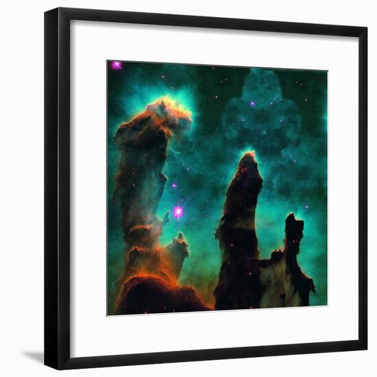 Gaseous Pillars in the Eagle Nebula-Digital Vision.-Framed Photographic Print