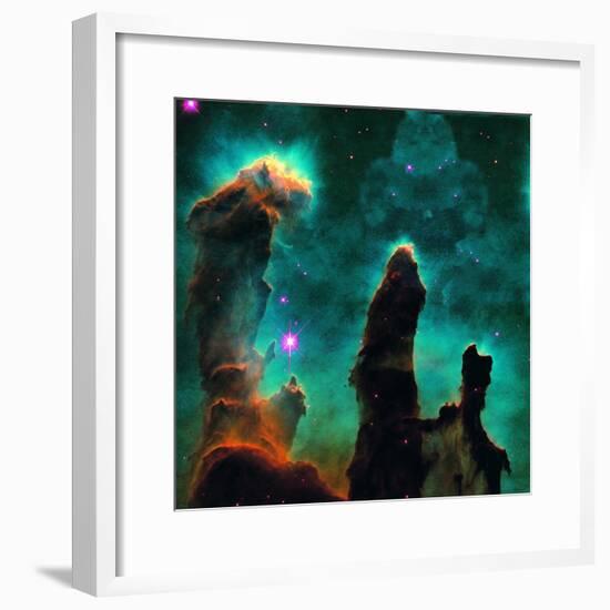 Gaseous Pillars in the Eagle Nebula-Digital Vision.-Framed Photographic Print