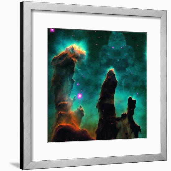 Gaseous Pillars in the Eagle Nebula-Digital Vision.-Framed Photographic Print