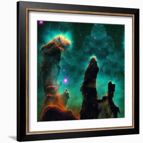 Gaseous Pillars in the Eagle Nebula-Digital Vision.-Framed Photographic Print