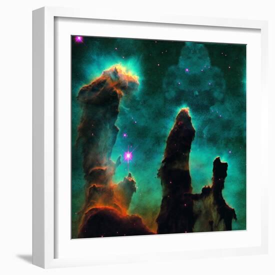 Gaseous Pillars in the Eagle Nebula-Digital Vision.-Framed Photographic Print