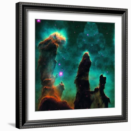 Gaseous Pillars in the Eagle Nebula-Digital Vision.-Framed Photographic Print