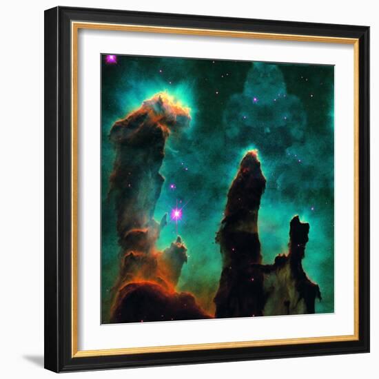 Gaseous Pillars in the Eagle Nebula-Digital Vision.-Framed Photographic Print