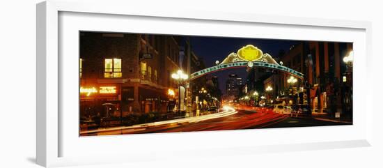 Gaslamp Quarter lit up at night, San Diego, California, USA-null-Framed Photographic Print