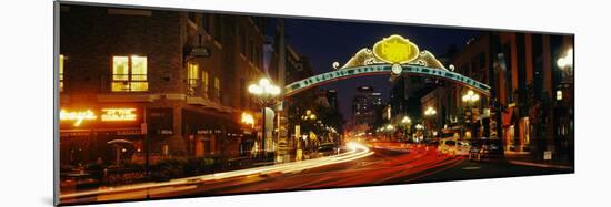 Gaslamp Quarter lit up at night, San Diego, California, USA-null-Mounted Photographic Print