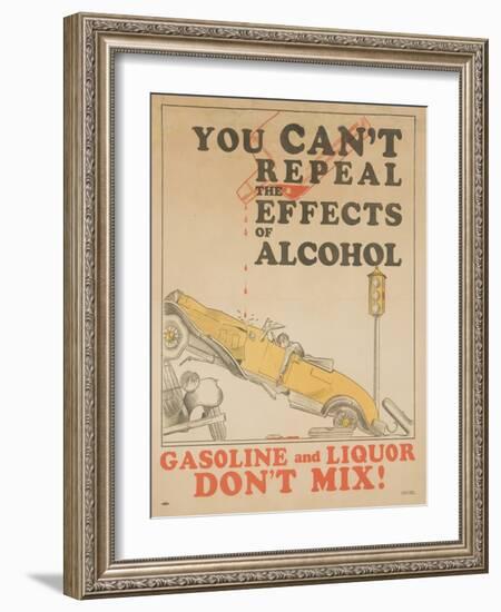 Gasoline and Liquor Don't Mix! Poster-null-Framed Giclee Print