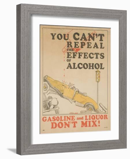 Gasoline and Liquor Don't Mix! Poster-null-Framed Giclee Print