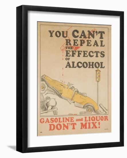 Gasoline and Liquor Don't Mix! Poster-null-Framed Giclee Print