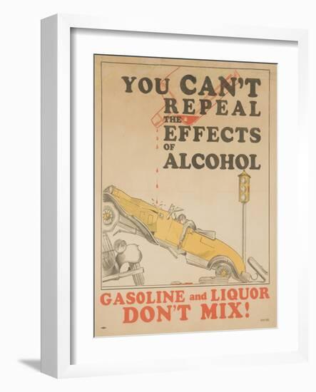 Gasoline and Liquor Don't Mix! Poster-null-Framed Giclee Print