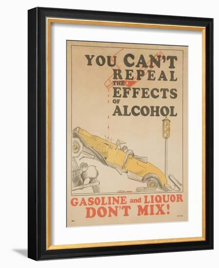 Gasoline and Liquor Don't Mix! Poster-null-Framed Giclee Print