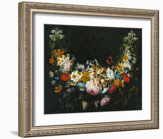 Gaspar Peeter Verbruggen, A swag of flowers-Dutch Florals-Framed Art Print