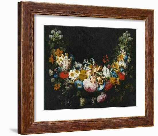 Gaspar Peeter Verbruggen, A swag of flowers-Dutch Florals-Framed Art Print