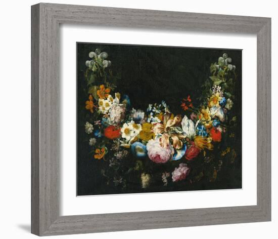 Gaspar Peeter Verbruggen, A swag of flowers-Dutch Florals-Framed Art Print