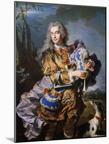 Gaspard De Gueidan Playing Bagpipes, Ca 1735-Hyacinthe Rigaud-Mounted Giclee Print