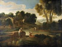 Rocky Landscape with Hunters, C.1635 (Oil on Canvas)-Gaspard Poussin Dughet-Giclee Print