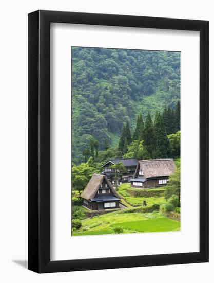 Gassho-zukuri houses in the mountain, Ainokura Village, Gokayama, Japan-Keren Su-Framed Photographic Print