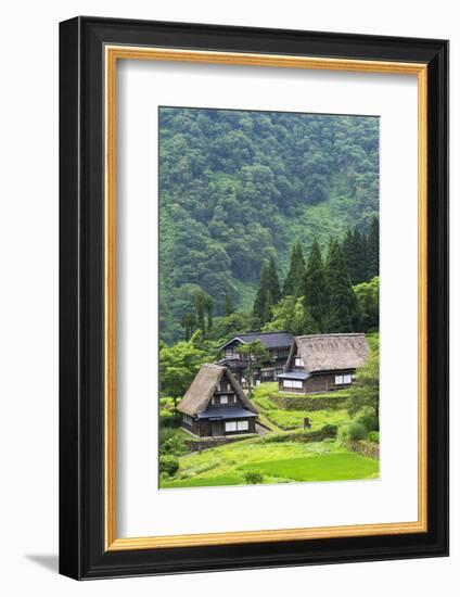 Gassho-zukuri houses in the mountain, Ainokura Village, Gokayama, Japan-Keren Su-Framed Photographic Print