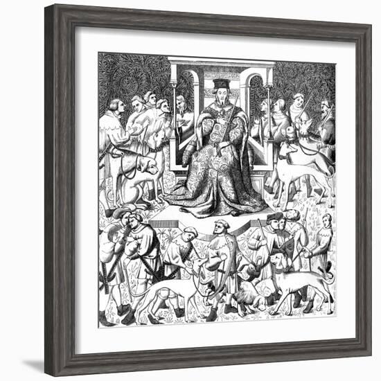 Gaston Phoebus Teaching the Art of Venery, 15th Century-null-Framed Giclee Print