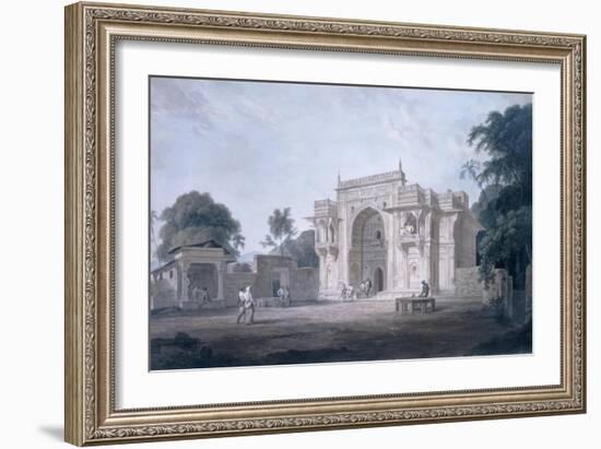 Gate Leading to a Mosque, Chunargarh, Uttar Pradesh (Coloured Aquatint)-Thomas Daniell-Framed Giclee Print