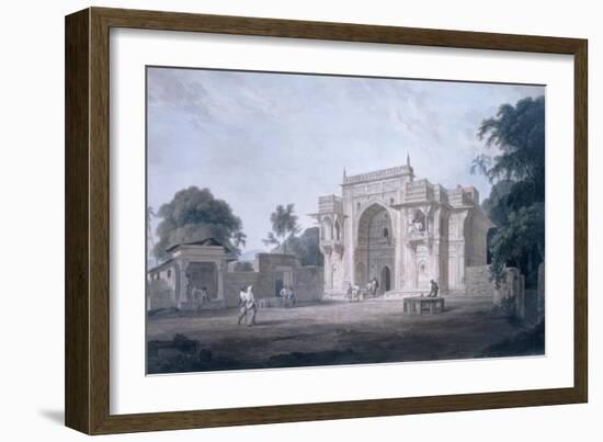 Gate Leading to a Mosque, Chunargarh, Uttar Pradesh (Coloured Aquatint)-Thomas Daniell-Framed Giclee Print