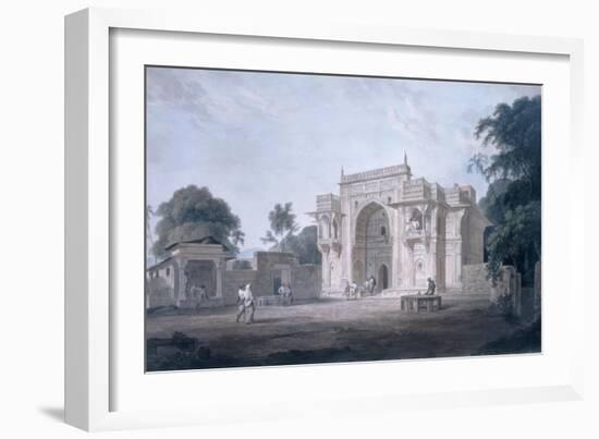 Gate Leading to a Mosque, Chunargarh, Uttar Pradesh (Coloured Aquatint)-Thomas Daniell-Framed Giclee Print