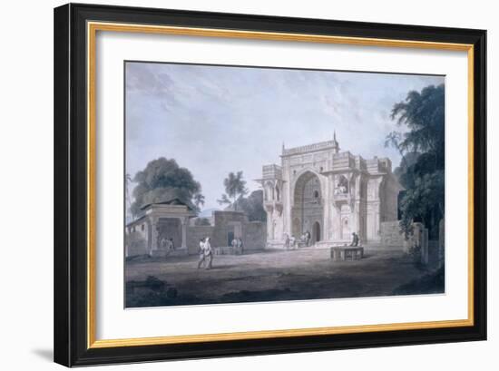 Gate Leading to a Mosque, Chunargarh, Uttar Pradesh (Coloured Aquatint)-Thomas Daniell-Framed Giclee Print