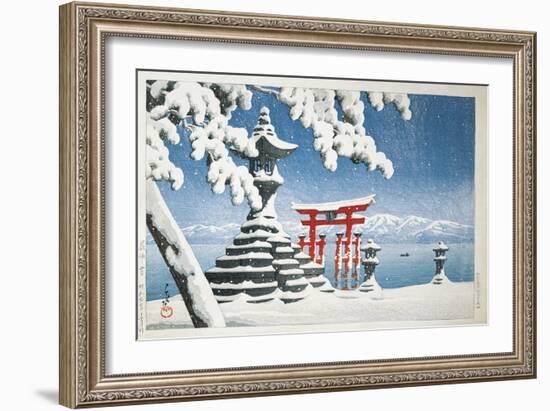 Gate of a Snowcapped Shrine, Itsukushima Shrine, Hiroshima, Honshu Island, Japan-null-Framed Giclee Print