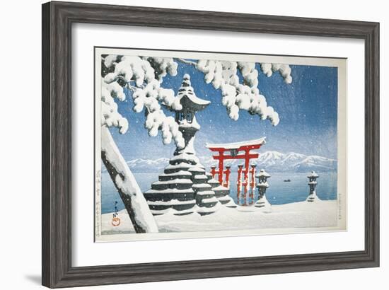 Gate of a Snowcapped Shrine, Itsukushima Shrine, Hiroshima, Honshu Island, Japan-null-Framed Giclee Print