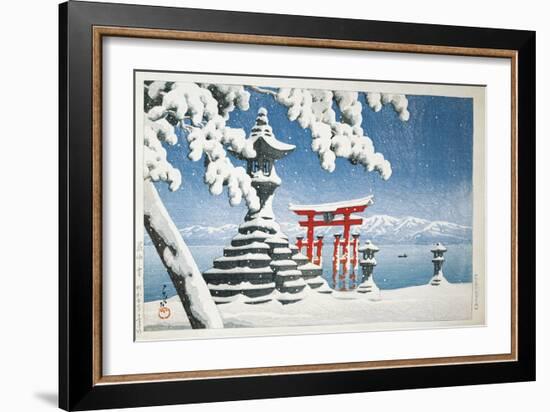 Gate of a Snowcapped Shrine, Itsukushima Shrine, Hiroshima, Honshu Island, Japan-null-Framed Giclee Print