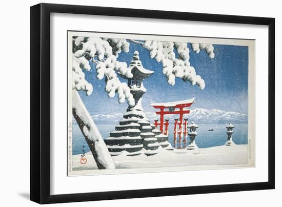 Gate of a Snowcapped Shrine, Itsukushima Shrine, Hiroshima, Honshu Island, Japan-null-Framed Giclee Print