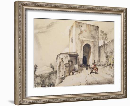 Gate of Justice (Puerta De Justitia), from 'Sketches and Drawings of the Alhambra', 1835-John Frederick Lewis-Framed Giclee Print