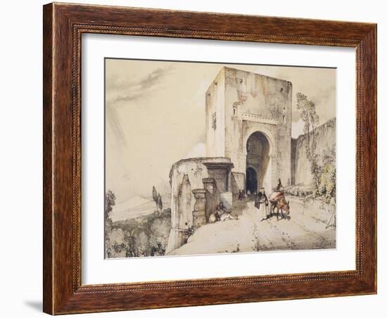 Gate of Justice (Puerta De Justitia), from 'Sketches and Drawings of the Alhambra', 1835-John Frederick Lewis-Framed Giclee Print